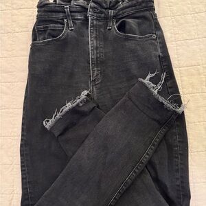 Abercrombie Peplum Black Frayed Hem Skinny Jeans